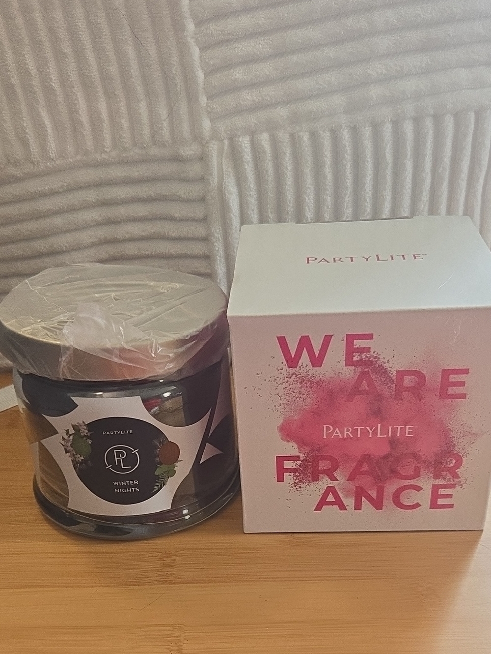 PartyLite Winter Nights Candle with White & Pink Box